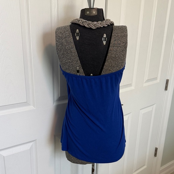 Cable & Gauge Cobalt Blue Blouse with Silver Chain Detail vintage y2K - Picture 4 of 8